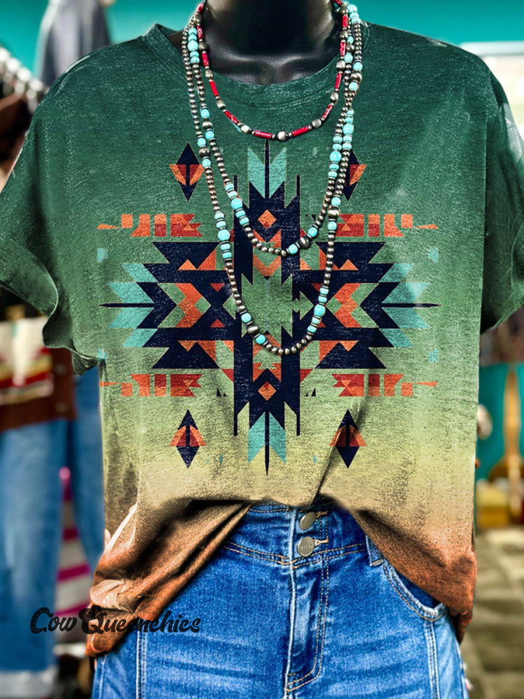Vintage Aztec Print Casual Shirt T-Shirt / S