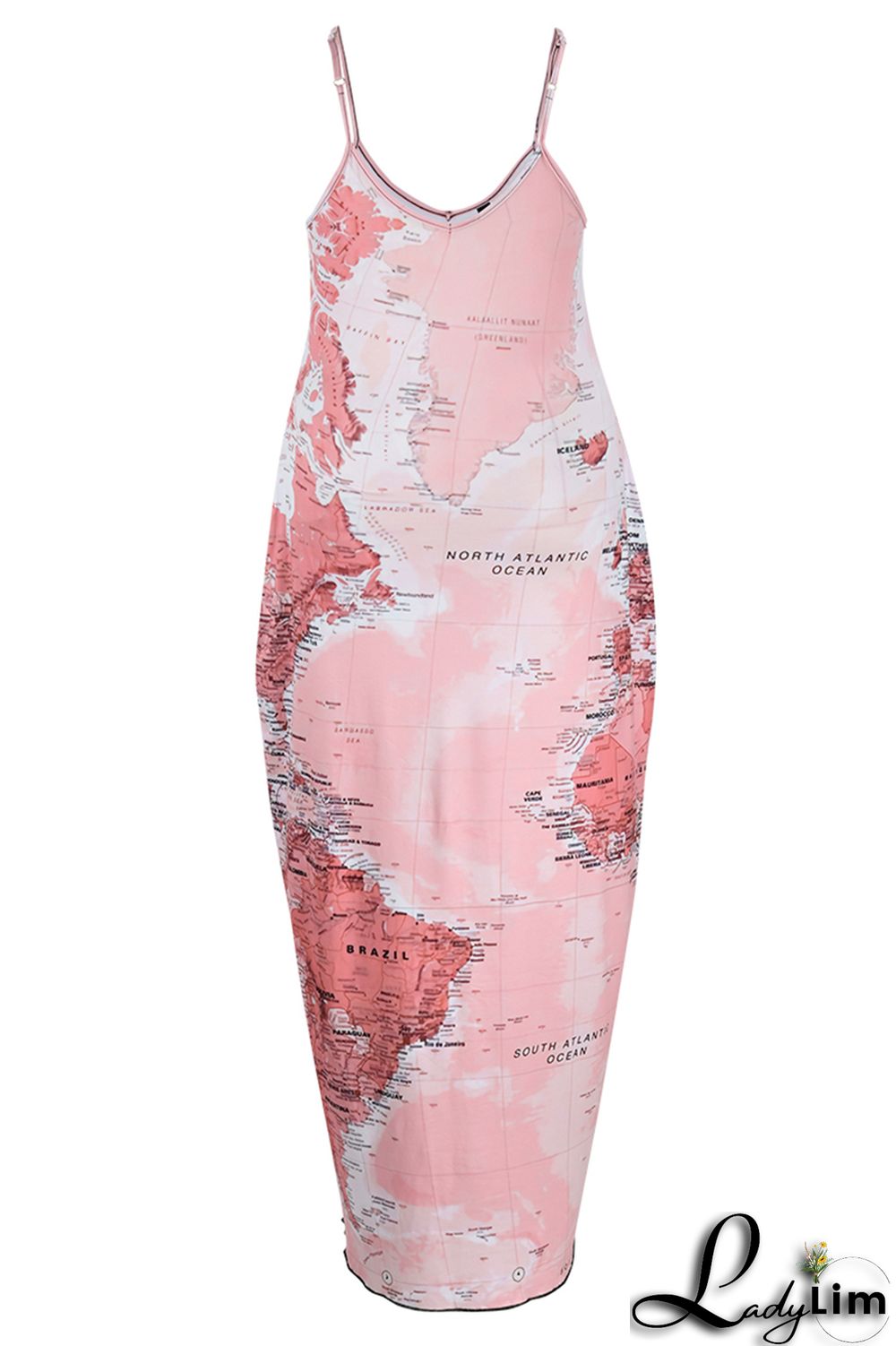 Black Red Fashion Sexy Plus Size Casual Print Backless Spaghetti Strap Long Dress