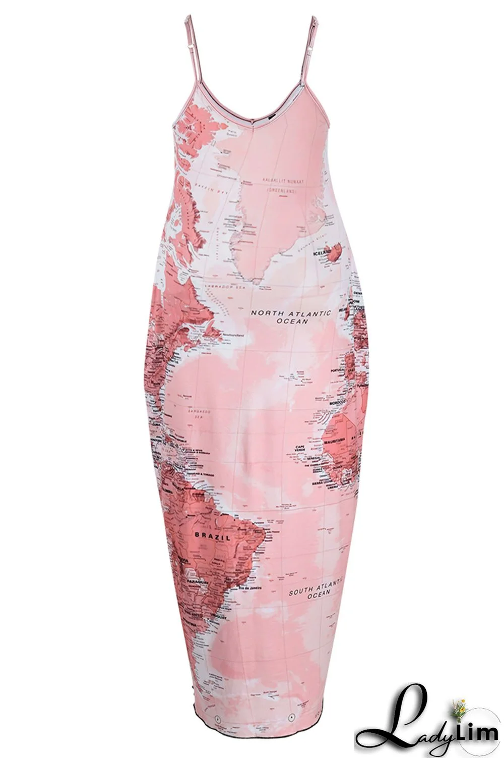 Black Red Fashion Sexy Plus Size Casual Print Backless Spaghetti Strap Long Dress