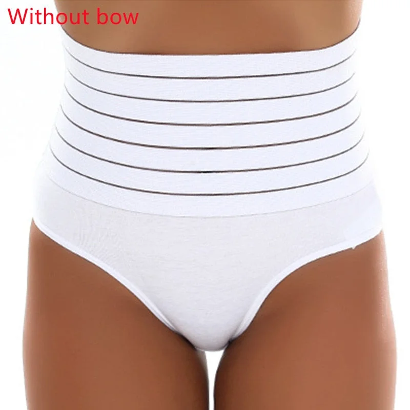 Coloriented SH016 Women Hollow Out Shaper Panties Tummy Control Thong Breathable High Waist with Bow Underwear Butt Lifter Pants