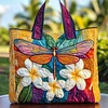 Plumeria Dragonfly Quilted Tote Bag GFTOMA1540🔥All items are shipped in a default size of 15x14 inches.