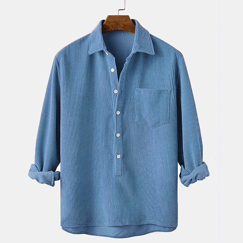 Autumn Casual Daily Men's Corduroy Long Sleeve Shirts-VESSFUL