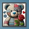Patch Rose Teddybär - runder Bohrer Diamantmalerei - 30*30cm