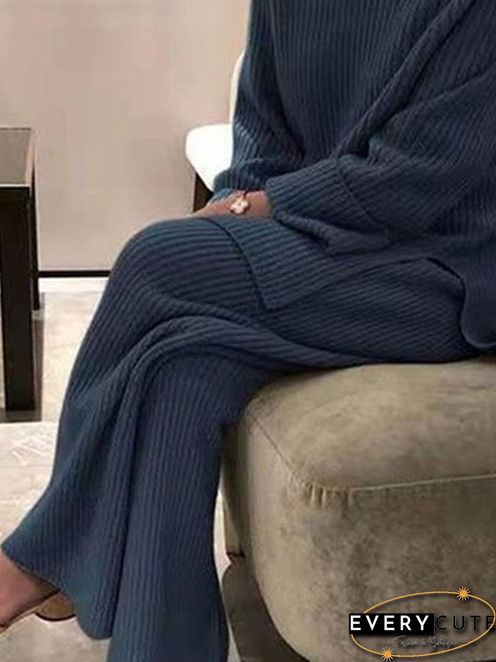 Plus Size Casual Vintage Crew Neck Two Piece Sets