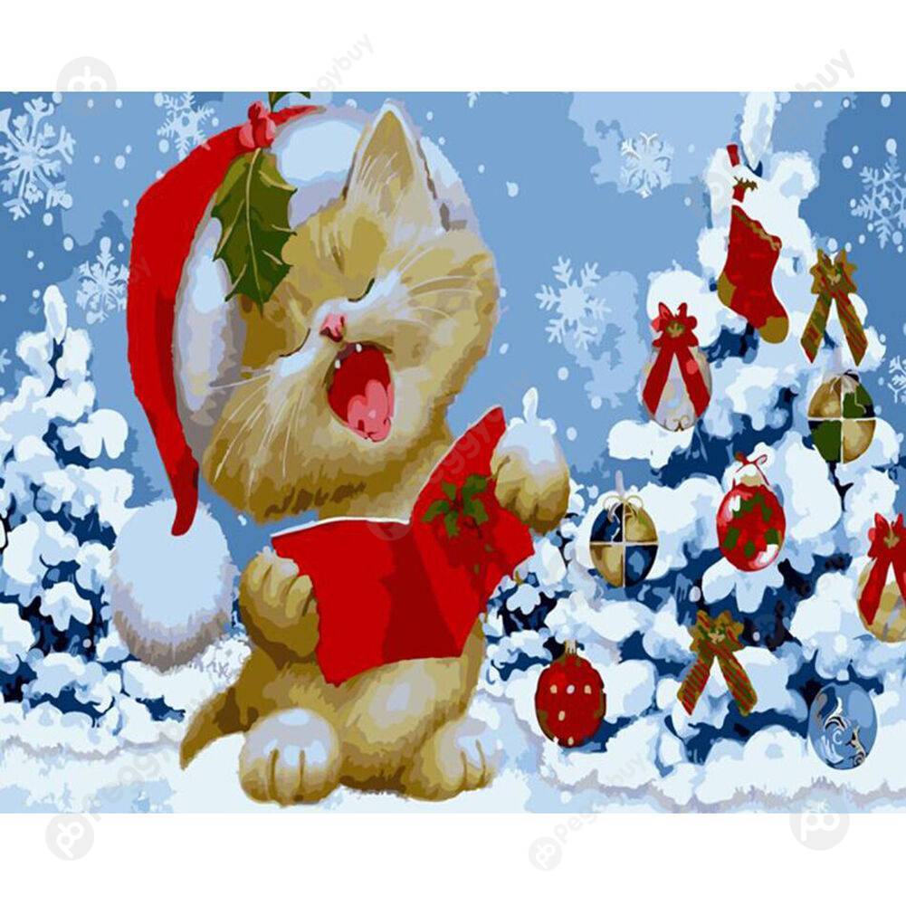 

40*50CM Paint By Numbers-Christmas Cat, 501 Original