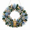 DIY Special Shaped Diamond Painting Wreath, Double-Sided Printing Christmas Wreath Hanging with LED Light Decor Kit 