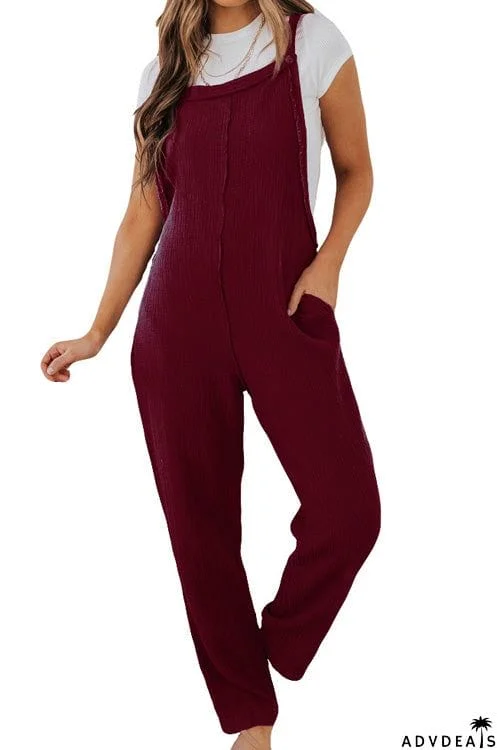 Fashion Casual Solid Pockets Slim Jumpsuit