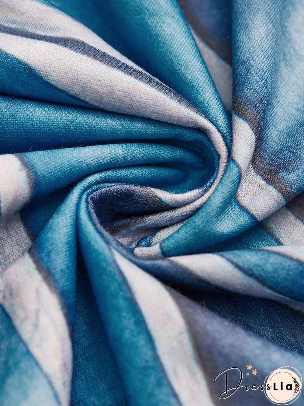 Women Casual Long Sleeve Abstract Wave Printed Crew Neck Sweatshirts