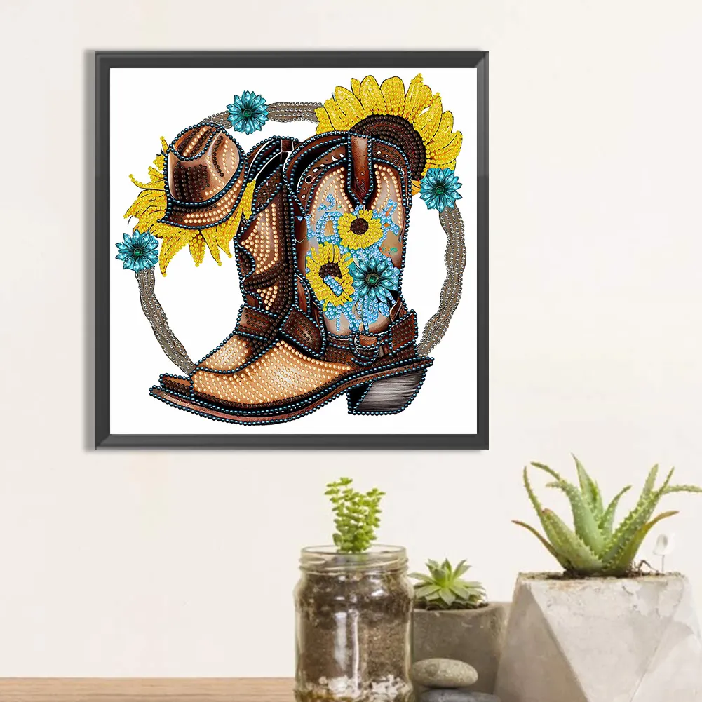 Special Shape Diamond Painting 30*30cm - Cowboy Boots