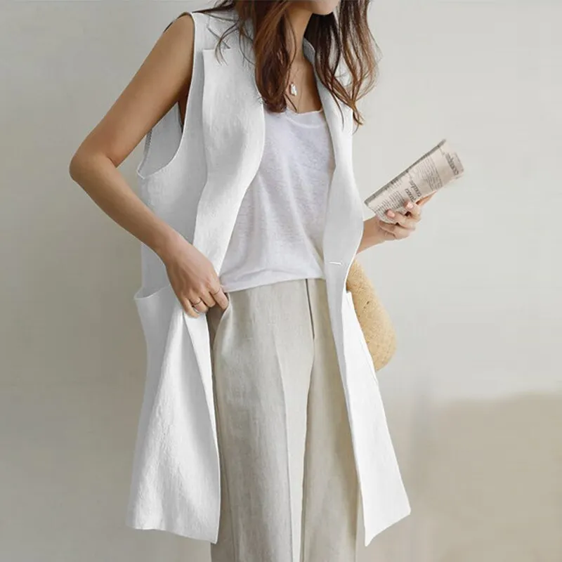Summer Cardigan ZANZEA Women Sleeveless Casual Work OL Waistcoat Elegant Office Blazer Fashion Female Solid Coats Buttons Vests