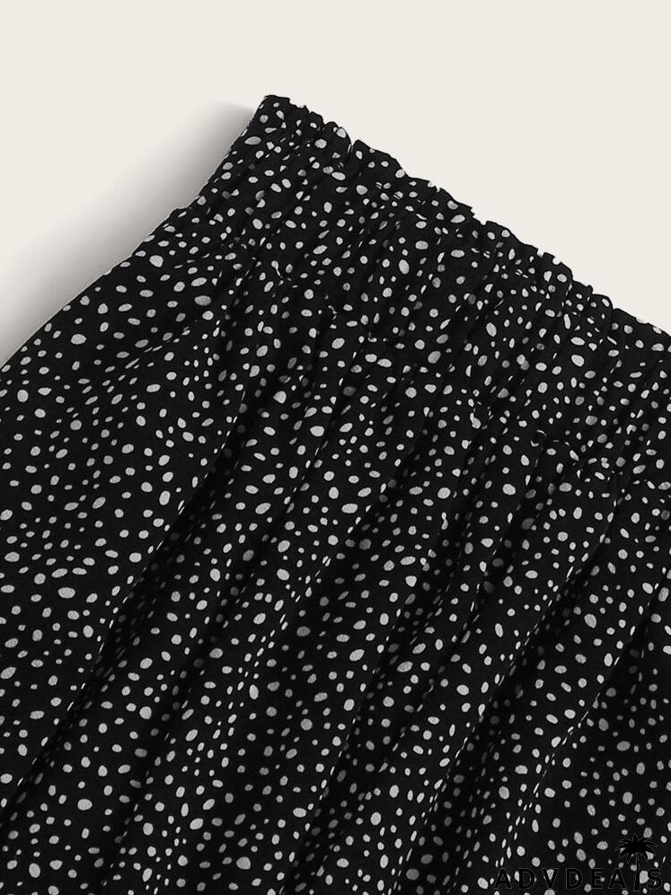 Dalmatian Print Flared Skirt