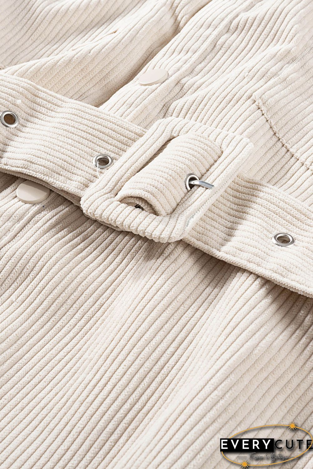 Waist Belt Corduroy Button-up Jacket