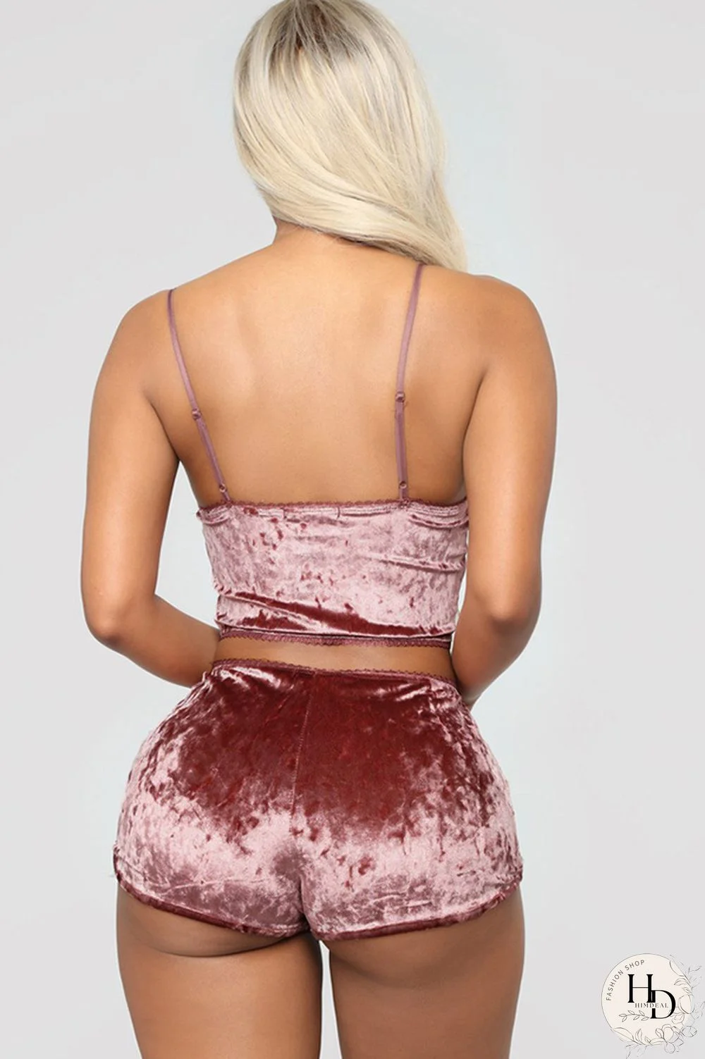 Pink Polyester Sexy Solid Two Piece Suits Straight Sleeveless