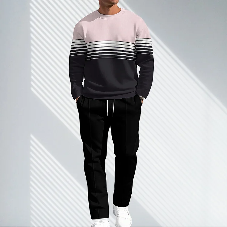 Men Causal Printed Hoodied and Pants Suit