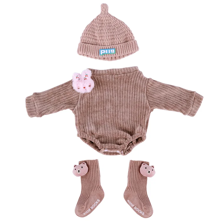 17" - 22" Brown Bodysuit 3 Pcs Set Reborn Baby Doll Clothes Accessories Set：Realistic Reborn Baby Dolls By Rsgdolls®