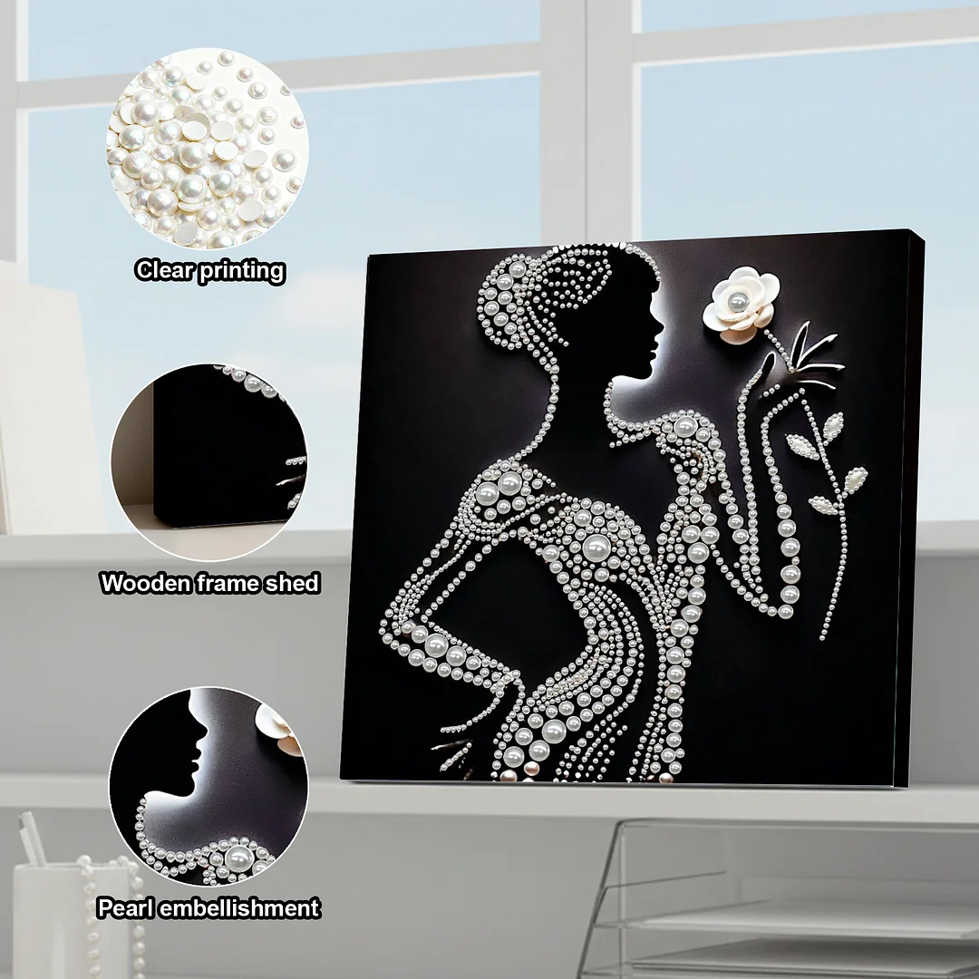 Pearl Silhouette Lady DIY Pearl Art Diamond Painting 30x30cm for Home Wall Decor