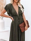 Short Sleeveless V-Back Drawstring Cover-Up Swimwear