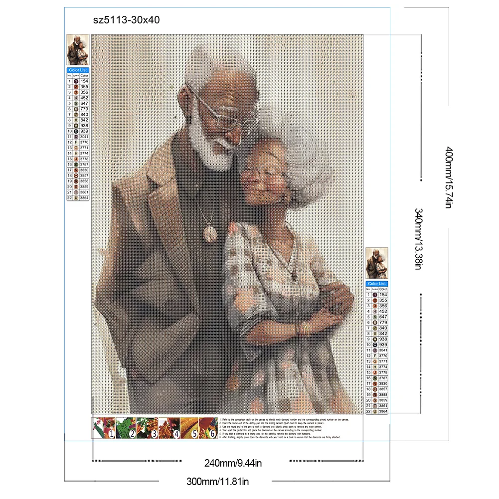 Full Round Diamond Painting 30*40cm - Elderly Couple