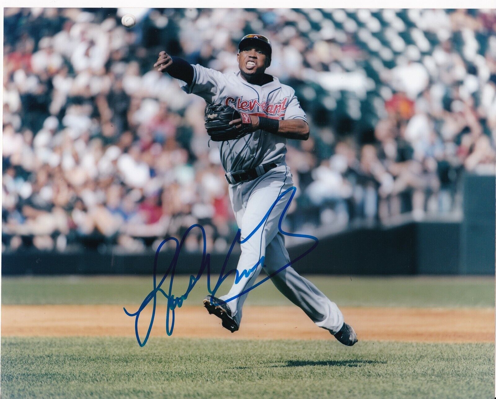 LUIS VALBUENA CLEVELAND INDIANS (DECEASED) ACTION SIGNED 8x10