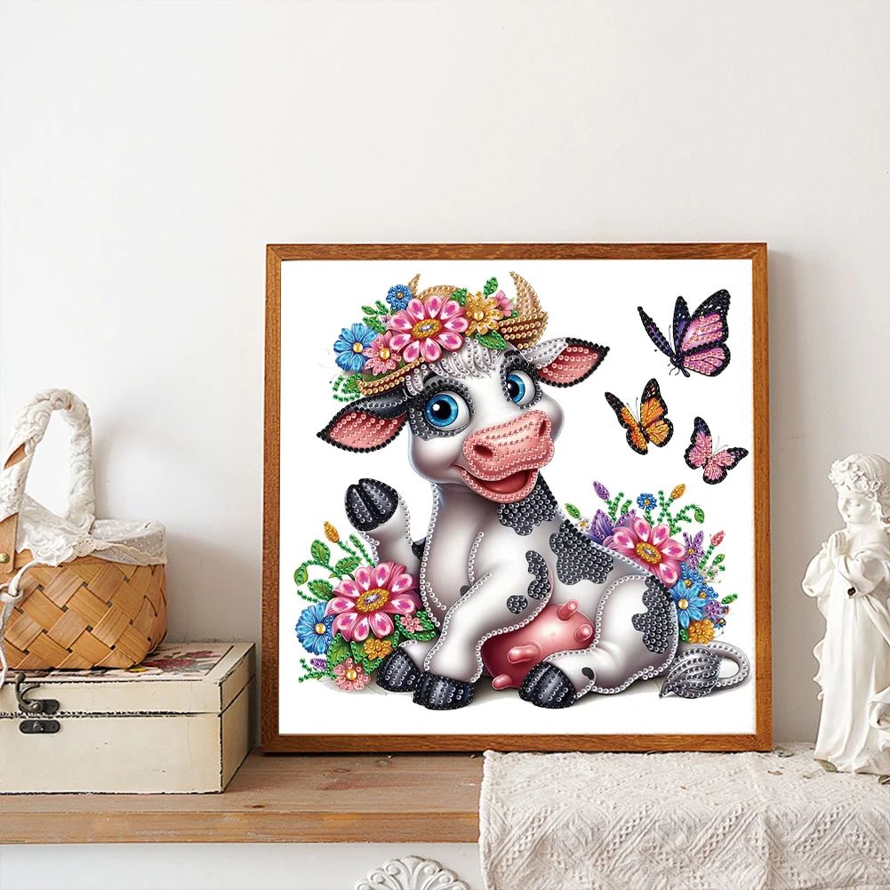 Diamond Painting - Partial Special Shaped Drill - Flower Cow(Canvas|30*30cm)