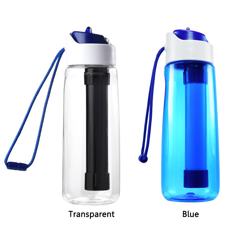 

750ml Filter Cup Outdoor Camping Emergency Water Purifier Drinking Bottle, Transparent color, 501 Original