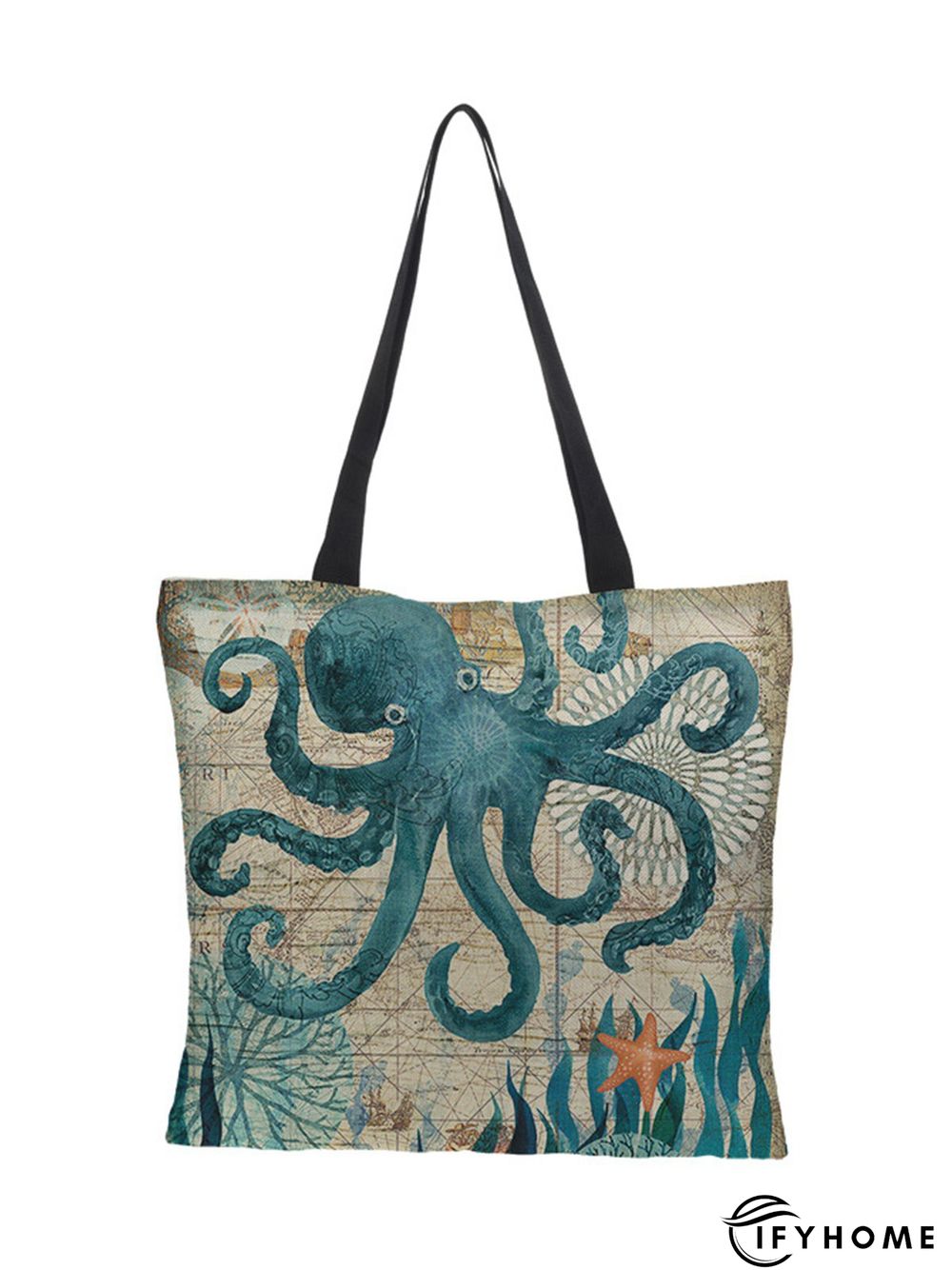 3D Turtle Digital Printing Waterproof Cotton Linen Shoulder Bag Shopping Bag | IFYHOME