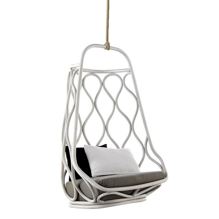 Homemys Modern Simple Outdoor Hanging Chair With Sponge Cushion Pillow