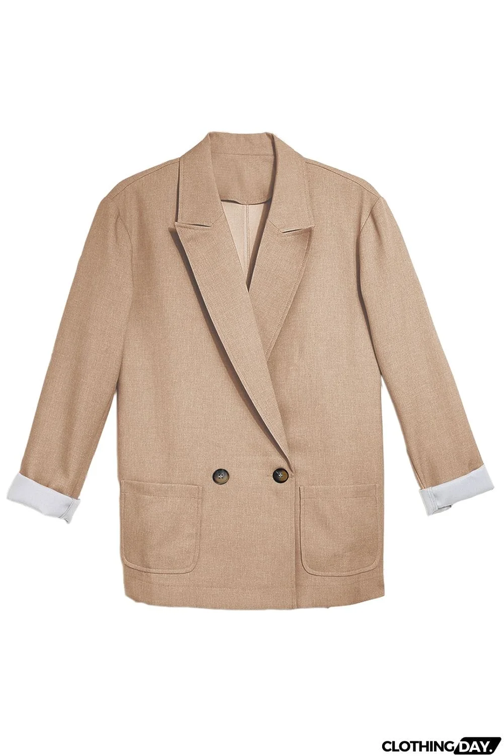 Buttoned Lapel Collar Blazer with Pocket