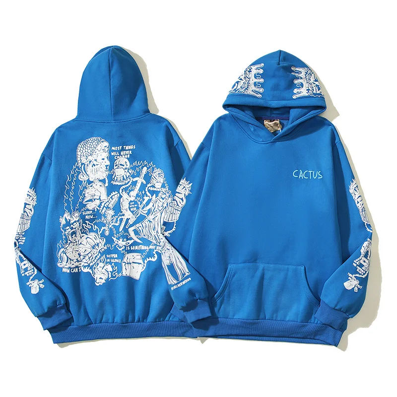 Hip Hop Graffiti Couple Klein Blue Hooded Sweater