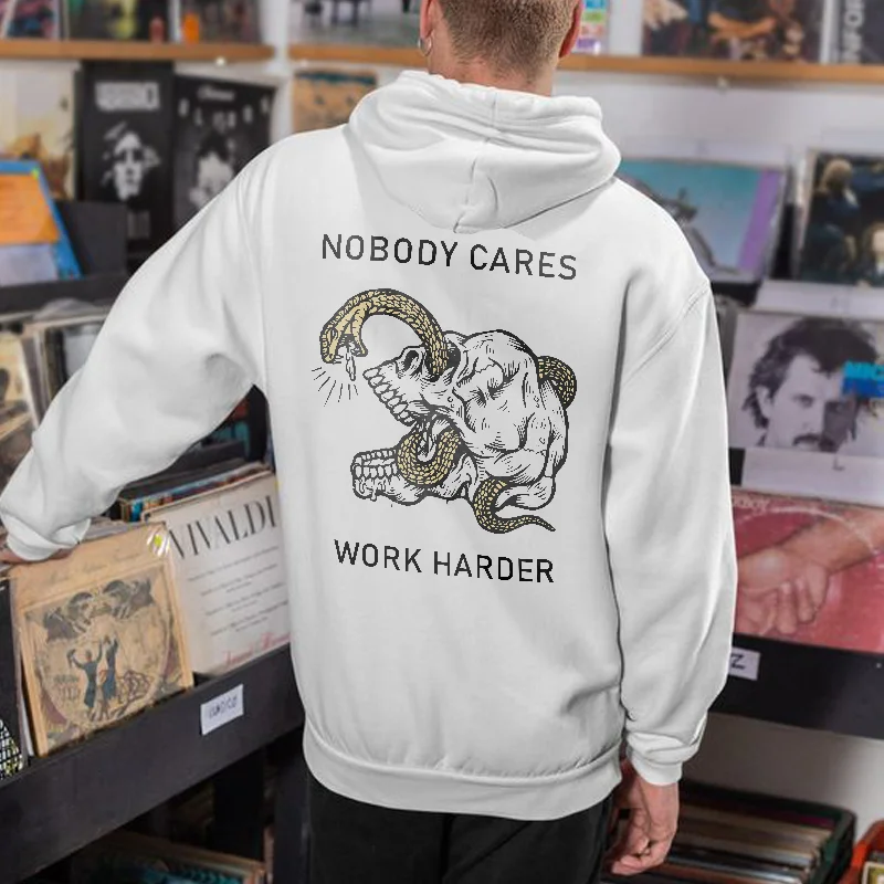 UPRANDY Nobody Cares Work Harder Skull Men's Hoodie -  UPRANDY