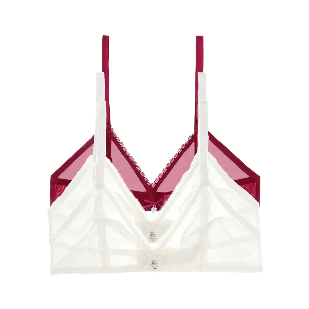 Varsbaby Sexy French Ultra-Thin Mesh Lingerie Lemon Yellow Mint Green Underwear Summer Breathable Bra Combination 3 PCS /Lot