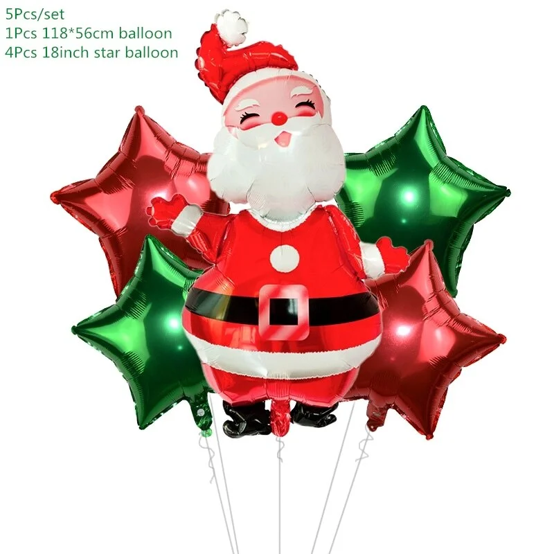 5Pcs/set Cartoon Santa Claus Snowman Foil Balloons Christmas Party Decorations Party Balloons Inflatable Helium Balloon Kids Toy