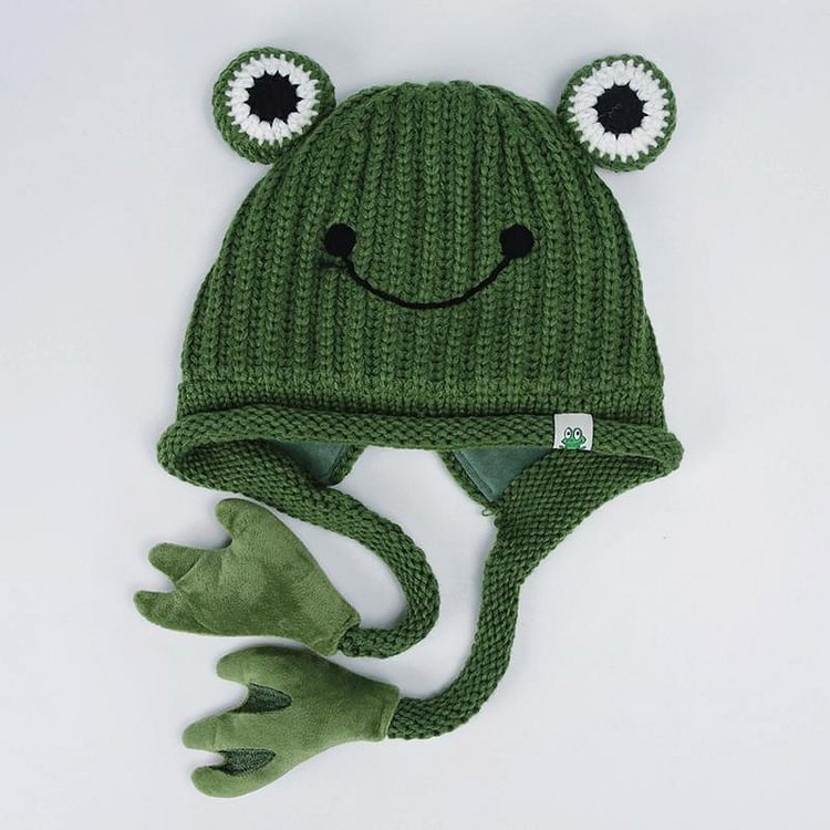 Frog Eyes Plush Knitted Hat - Modakawa modakawa