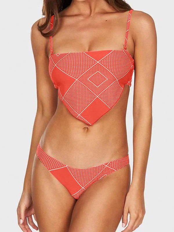 Sexy Belly Pocket Knotted Split Type Bikini Swimsuit
