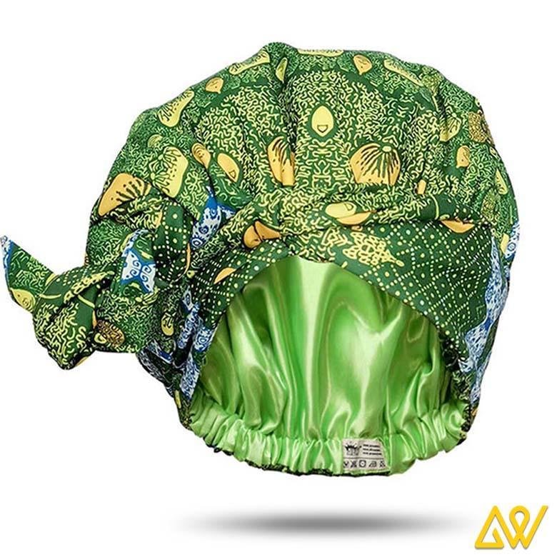 African Print Head Wrap Combined With A Nightcap(African Fruit)-XL
