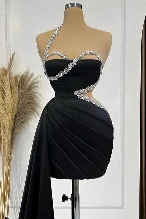 Daisda Black Sleeveless Square Homecoming Dress With Beads