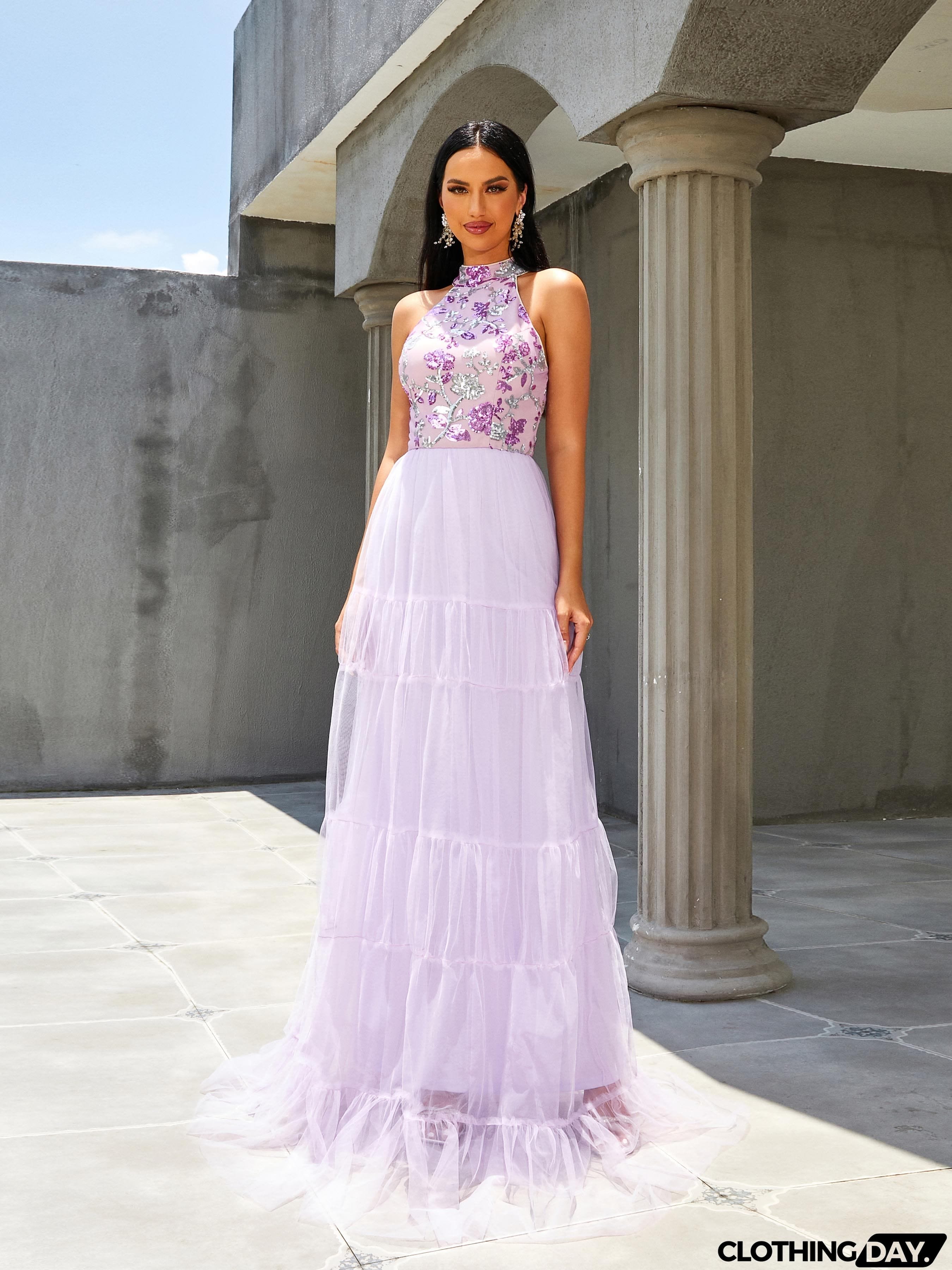 Stand Collar Mermaid A-Line Cold Shoulder Panel Evening Dress RM20469