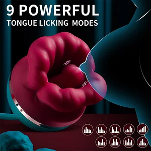 Rose Kiss 3-in-1 Vibrator: Tongue Licking, Suction, and G-Spot Stimulation with Vibrating Dildo