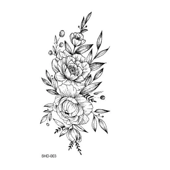 Waterproof Temporary Tattoo Black Sketchs Flowers Animal Tattoo Stickers Flash Fake Body Tattoos for Women tatuajes temporales