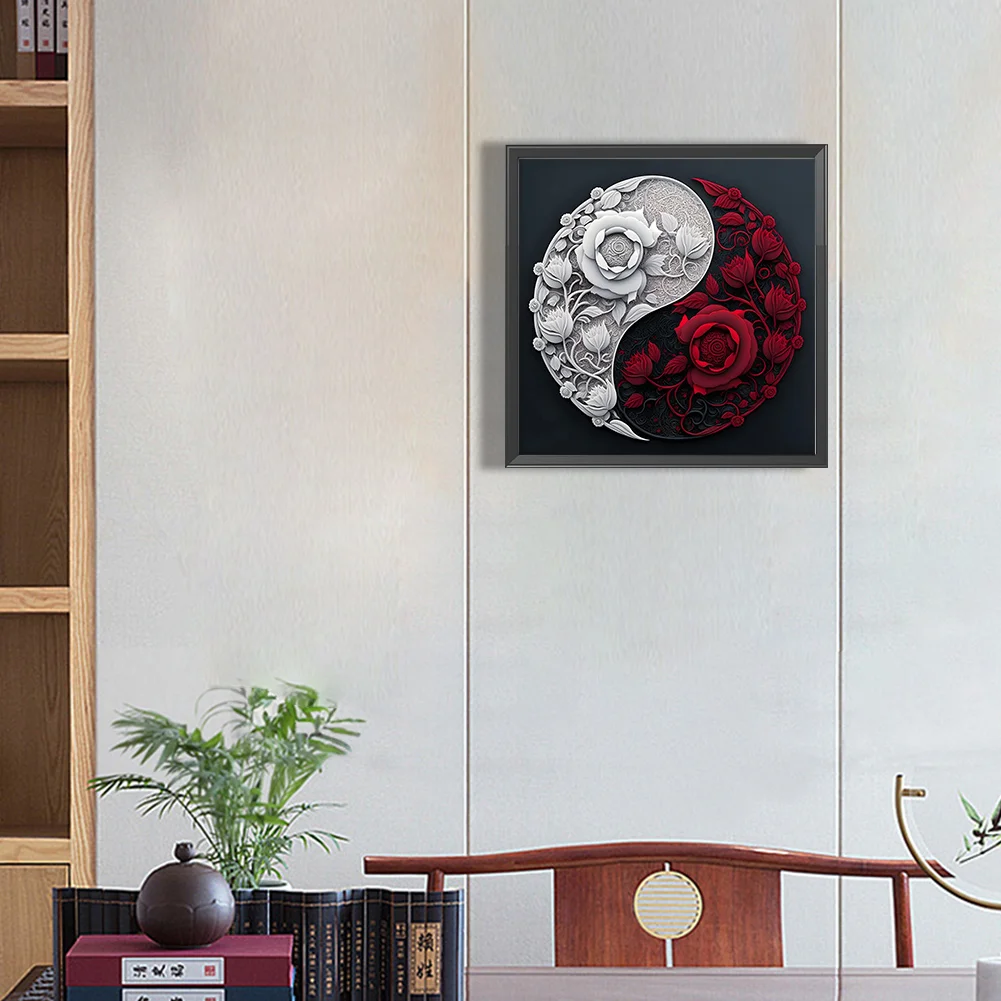 Diamond Painting - Full Round Drill - Yin Yang Flower(30*30cm)