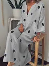 Loose And Casual Flax Cotton Polka Dot Maxi Dresses