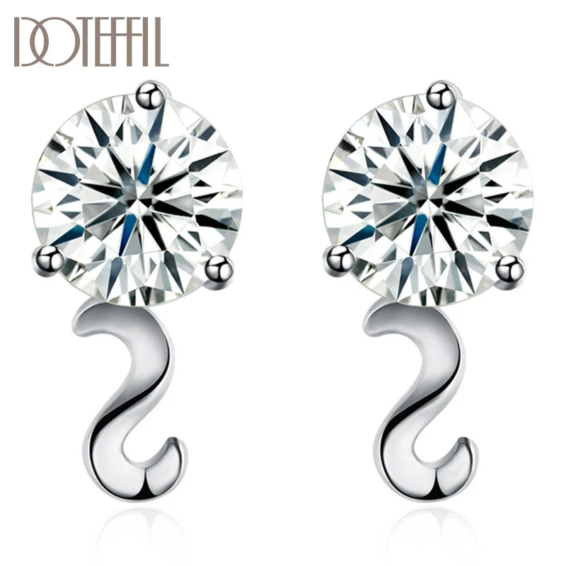 DOTEFFIL 925 Sterling Silver Charm AAA Zircon Earrings For Women Jewelry 