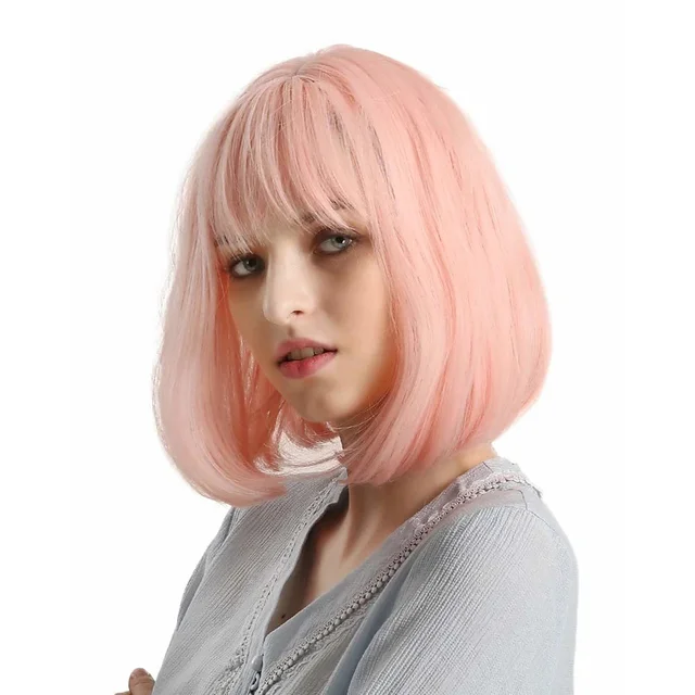 Jewtribute Hair®|Pink Grey Bob Short Straight Wig  
