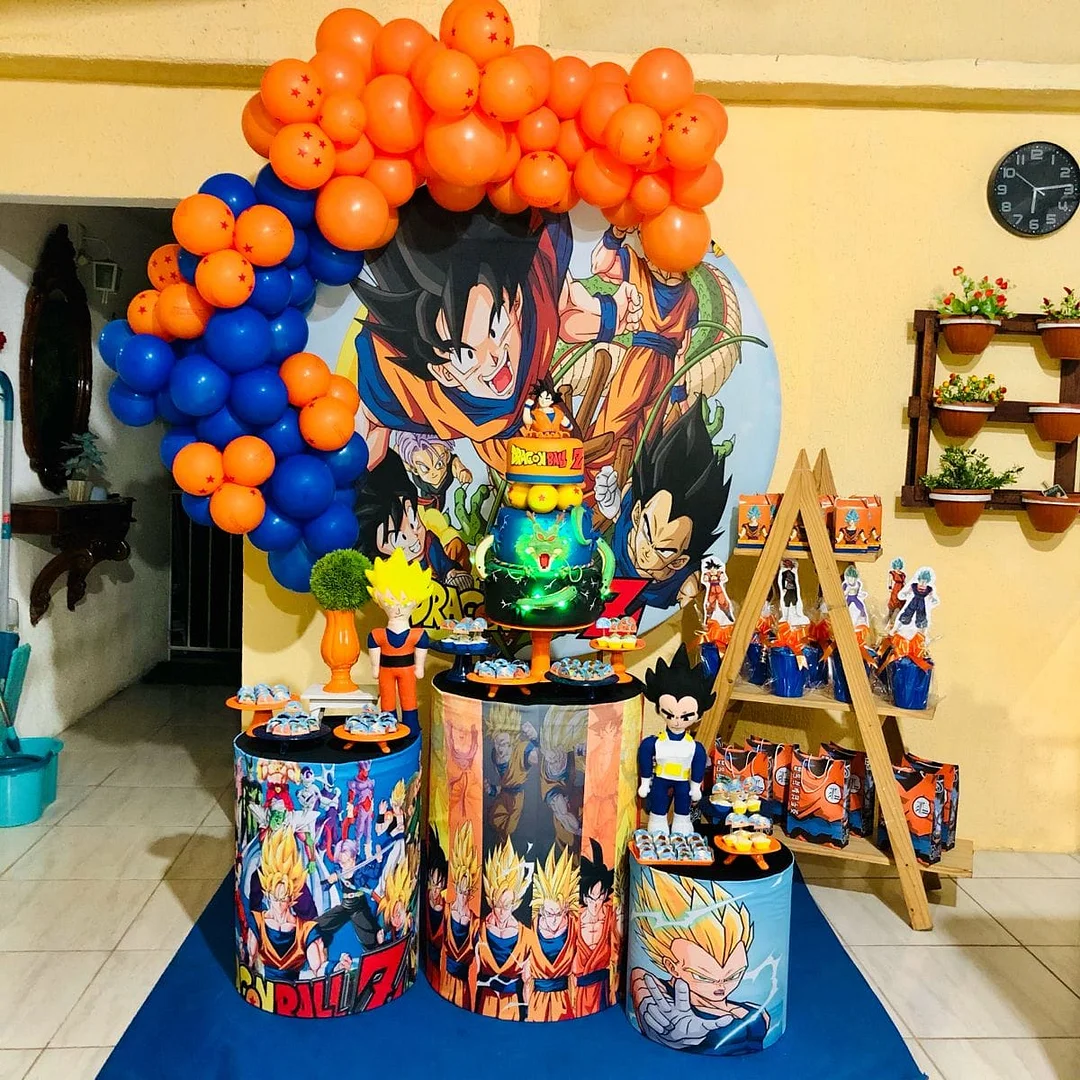 Dragon Ball Goku Happy Birthday Party Decoration Round Cover RedBirdParty