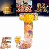 Veilleuse LED avec lettres imprim&eacute;es de fleurs s&eacute;ch&eacute;es en r&eacute;sine