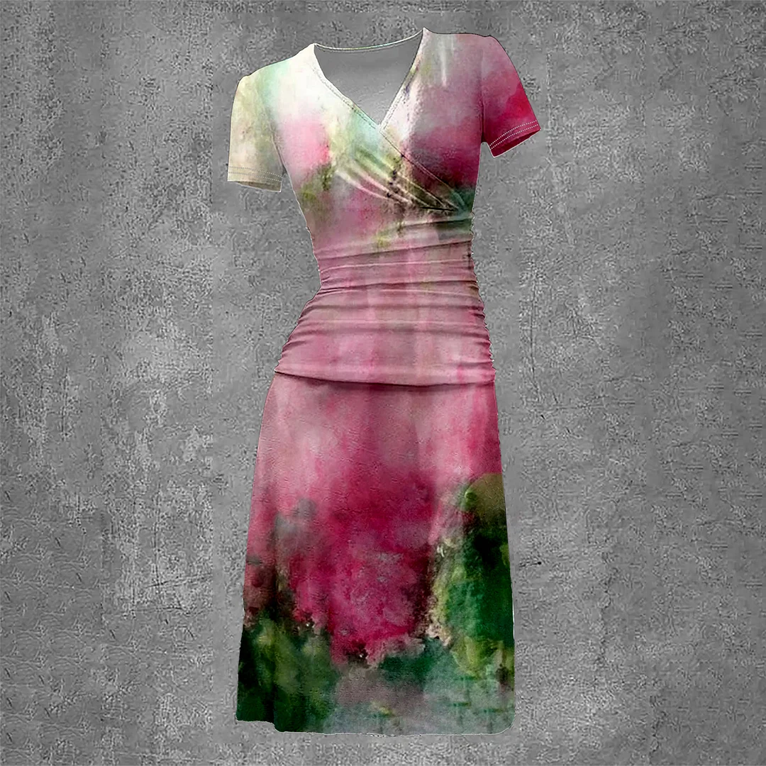 Women's Printing Vintage Two-Piece Maxi Dress