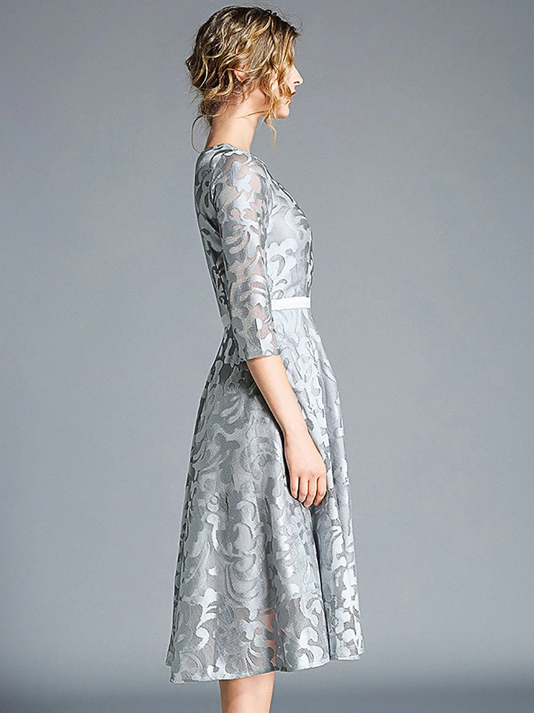 A-Line Wedding Cocktail Midi Dress