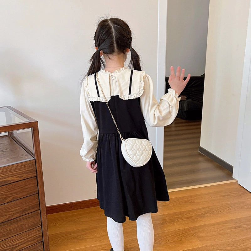 Kid’S Small Pu Leather Solid Color Cute Heart-shaped Zipper Crossbody Bag