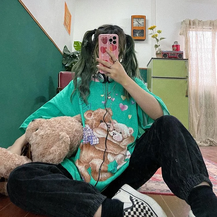 Korean Fashion Bear Printed T-Shirt TK156