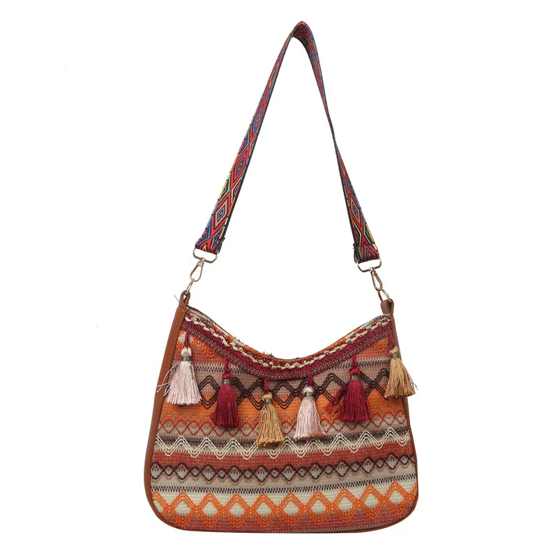 Ethnic Braided Bohemian Fringed Crossbody Bag